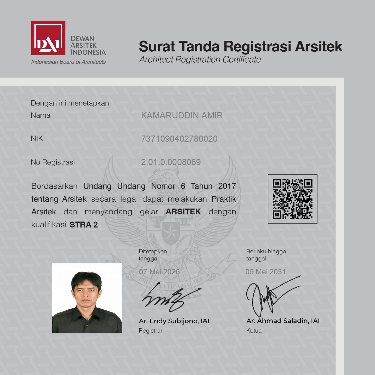 Surat Tanda Registrasi Arsitek STRA